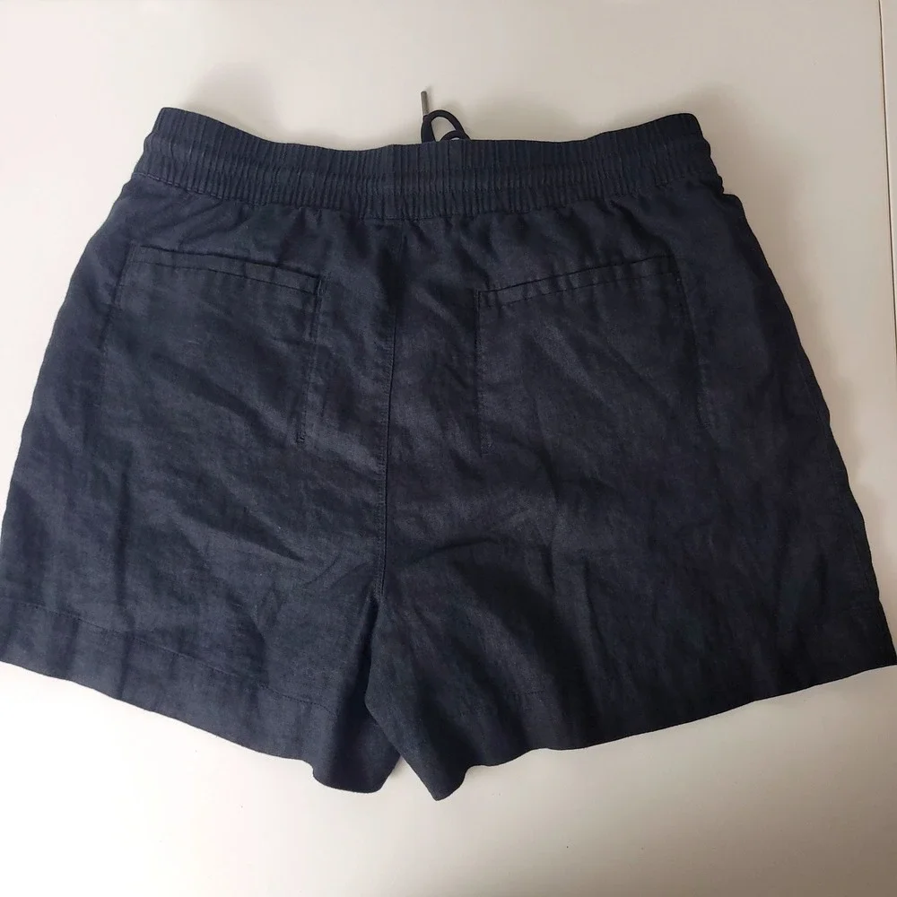 Athleta Cabo Linen Short Black Elastic Waist Drawstring 851045-09 Women Medium